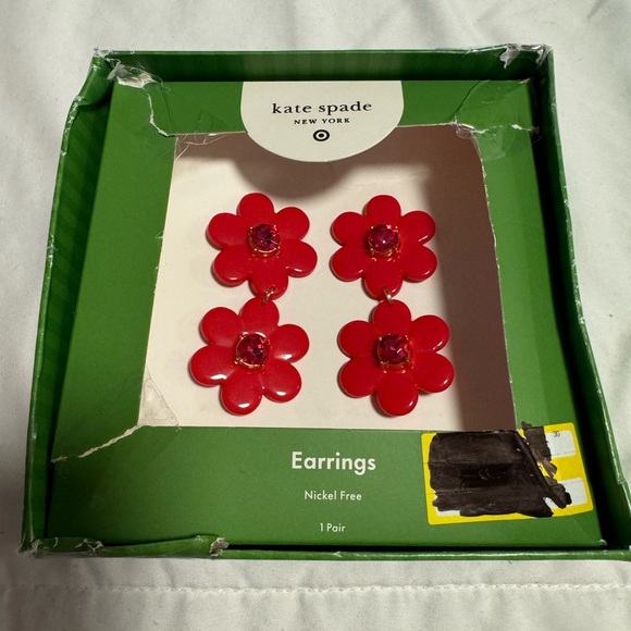 Floral Linear Flower Earrings Kate Spade New York x Target Red New in Box Jewel - Picture 10 of 10